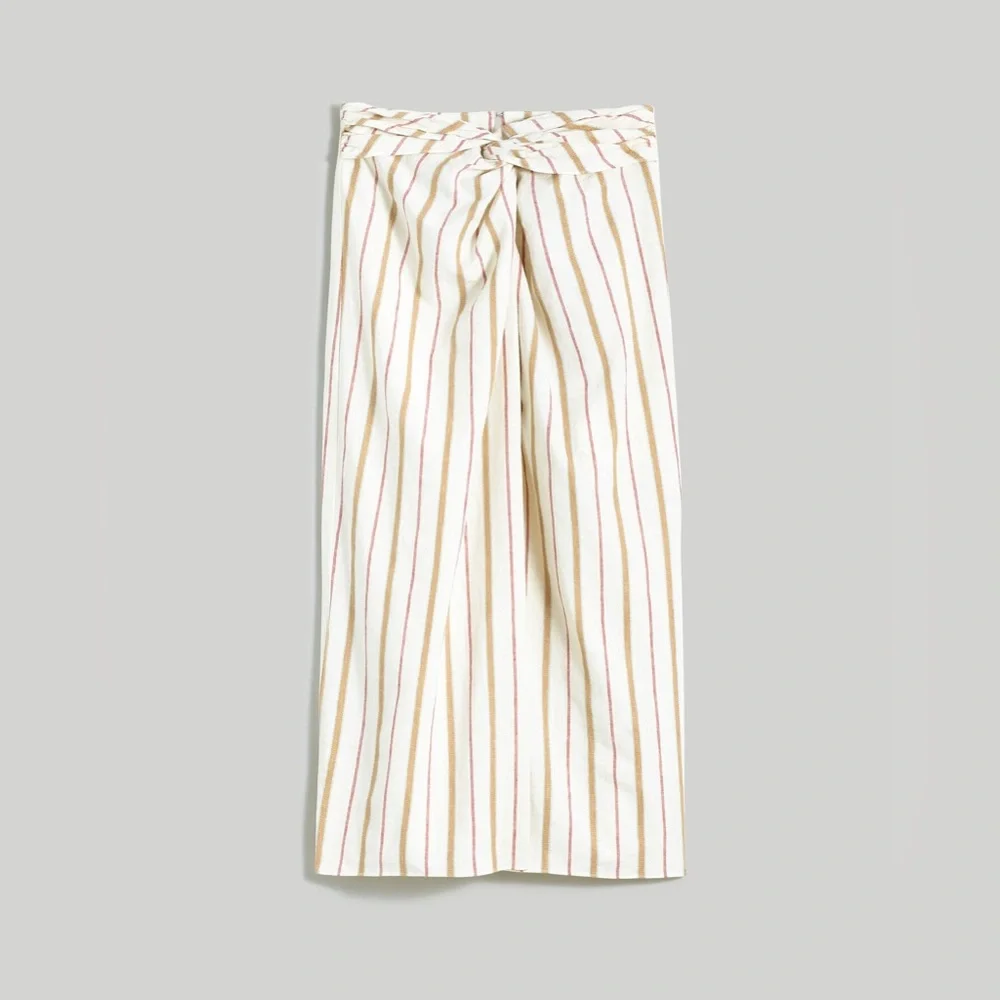 NWT Madewell Twist-Front Sarong Midi Skirt in Stripe - 0